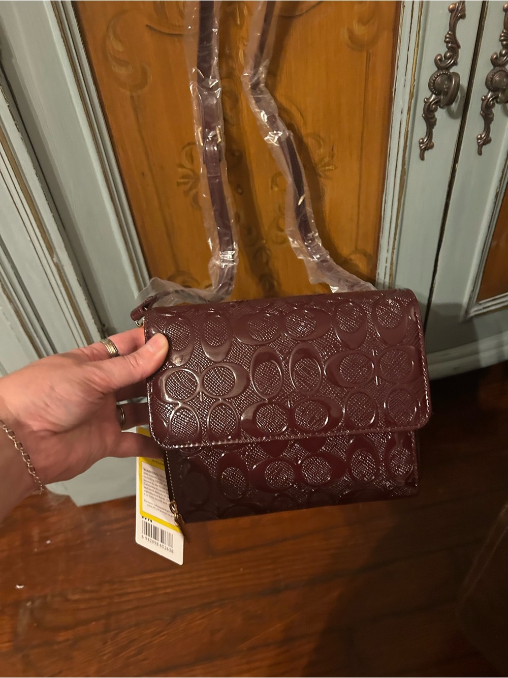 Glossy embossed Women's mini purse /wallet in deep burgundy/ inspired